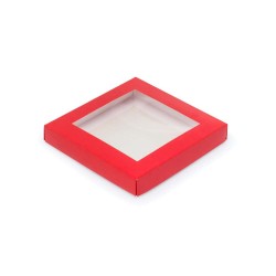 Pudełko ozdobne z oknem czerwone 150x150x25mm