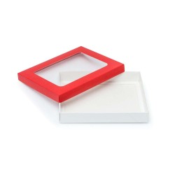 Pudełko ozdobne z oknem czerwone 195x155x30mm
