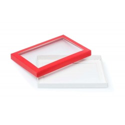 Pudełko ozdobne z oknem czerwone 220x150x20mm