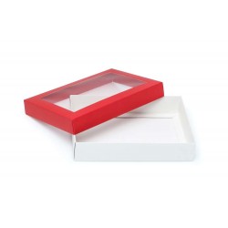 Pudełko ozdobne czerwone 260x180x50mm z oknem