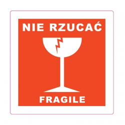 Etykiety NIE RZUCAC  - FRAGILE - 10 x10cm - 100szt